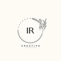 Ir Beauty Vector Initial Logo Art, Handschrift Logo der Erstunterschrift, Hochzeit, Mode, Schmuck, Boutique, Blumen und Pflanzen mit kreativer Vorlage für jedes Unternehmen oder Geschäft.