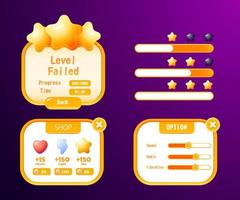 Spiel-Asset-UI-Design-Cartoon-Element mit elegant und farbenfroh vektor