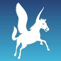 Pegasus weiße Silhouette auf himmelblauem Hintergrund vektor