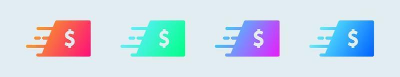 Geld senden solides Symbol in Verlaufsfarben. Zahlungszeichen-Vektorillustration. vektor