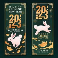 asiatisches chinesisches dekoratives jahr der kaninchenbanner-designvorlage vektor