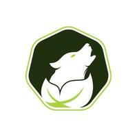 Blattwolf-Logo-Design. Natur-Wolf-Logo-Design-Ikonenvektor. vektor