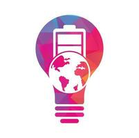 Globus Batterie Glühbirne Form Konzept Logo Icon Design. globale Energie-Vektor-Logo-Design-Vorlage. vektor