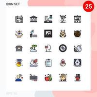 moderner satz von 25 gefüllten flachen linienfarben und symbolen wie diagrammpräsentationsentwicklung ui-filter bearbeitbare vektordesignelemente vektor