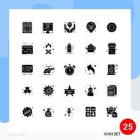 Gruppe von 25 soliden Glyphenzeichen und Symbolen für reale Standortsoftware-Ideenmanagement editierbare Vektordesign-Elemente vektor