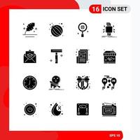 Aktienvektor-Icon-Pack mit 16 Zeilenzeichen und Symbolen für Bildungsberichterstattung Geschäftsverarbeitungsdaten editierbare Vektordesign-Elemente vektor