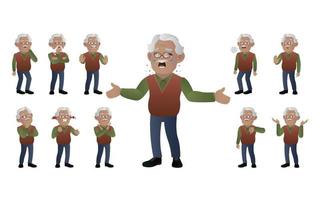 satz alter menschen mit unterschiedlichen emotionen vektor