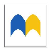 abstrakt logotyp med två färger gul och blå fri ladda ner vektor