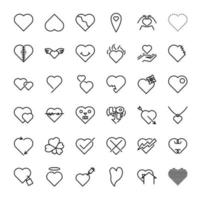 uppsättning av hjärta linje ikoner. vektor