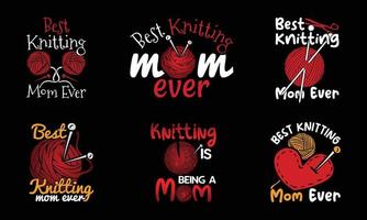 strickende Mama-Designkollektion für T-Shirts, Abzeichen, Poster usw. vektor