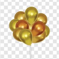 realistisk gyllene ballonger på transparent bakgrund vektor