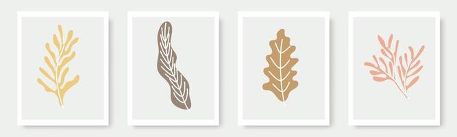 uppsättning av hand dragen former och blommig blad design element. exotisk djungel löv. abstrakt samtida modern trendig illustrationer element ikon vektor