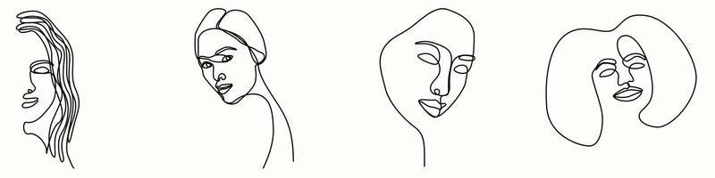 ne linje hand teckning av kvinna ansikte linje konst feminin vektor
