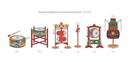 Eine Sammlung traditioneller koreanischer Musikinstrumente. vektor