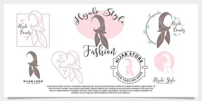 satz von hijab-fasion-logo-design-vorlage vektor