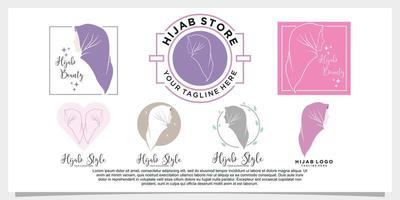 satz von hijab-fasion-logo-design-vorlage vektor