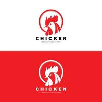 kyckling logotyp, bruka djur- vektor, design för kyckling odla, friterad kyckling restaurang, Kafé vektor
