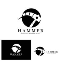 Hammer, Bauwerkzeuge und Richter-Logo-Vektorsymbol, Vintage-Retro-Design-Illustration vektor