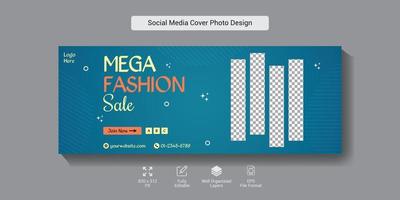 Mega Fashion Sale Social Media Cover Banner Template Design vektor