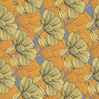 abstrakte Blumenlinie nahtlose Muster im Retro-Stil. endloser Hintergrund der zarten Vintage-Gliederungsblume. vektor