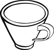 kopp med te eller kaffe sida se. hand dragen vektor