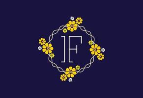 blommig monogram brev f. första alfabet med botanisk element. blommig alfabet vektor design