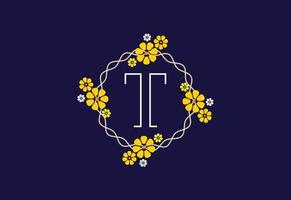 blommig monogram brev t. första alfabet med botanisk element. blommig alfabet vektor design