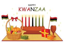 illustration glücklicher kwanzaa-grüße zur feier des afroamerikanischen feiertagsfestes der ernte vektor