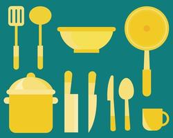 kök redskap design element uppsättning, köksutrustning modern verktyg samling. hushåll tecknad serie vektor stil för din design.