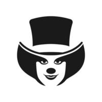 clown silhuett logotyp med hatt vektor illustration