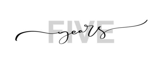 5 fem år kalligrafi text text årsdag logotyp tecken symbol design. för hälsning kort, garanti vektor