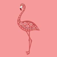 Flamingo-Silhouette mit Blumen vektor