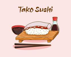 tako sushi tecknad serie illustration vektor