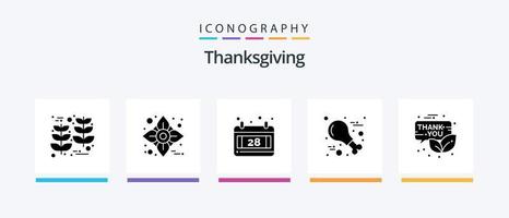Thanksgiving Glyph 5 Icon Pack inklusive Newsletter. Email. Kalender. Truthahn. Geflügel. kreatives Symboldesign vektor