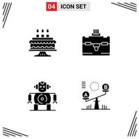 4 kreativ ikoner modern tecken och symboler av födelsedag balans väska cnc gungbräda redigerbar vektor design element