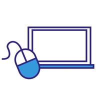 Doodle-Symbol Laptop, Laptop und Computermaus, lineares Symbol, Handzeichnung vektor