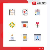 9 flaches Farbpaket der Benutzeroberfläche mit modernen Zeichen und Symbolen der Browser-Hindu-Seite Diwali schmücken editierbare Vektordesign-Elemente vektor