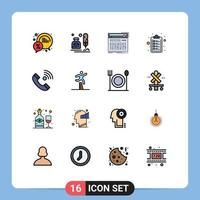 Stock Vector Icon Pack mit 16 Zeilenzeichen und Symbolen für Liste Checkliste Brief Sound Midi editierbare kreative Vektordesign-Elemente