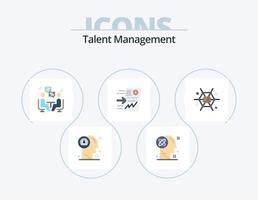 Talentmanagement-Flachbild-Icon-Pack 5-Icon-Design. Bericht. Datei. Lösung. Abmahnung. Plaudern vektor