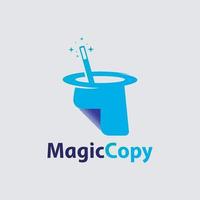 topp hatt magi med wand logotyp design vektor