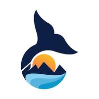 Delfin-Logo-Design mit Sonnenuntergang vektor