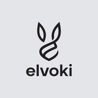 anfangsbuchstabe e-logoschablone mit flacher designillustration des modernen abstrakten kaninchens vektor