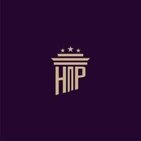 HP Initial Monogram Logo Design für Anwaltskanzleianwälte mit Säulenvektorbild vektor