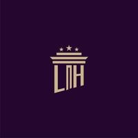 lh anfängliches Monogramm-Logo-Design für Anwaltskanzleianwälte mit Säulenvektorbild vektor