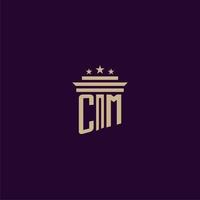cm Anfangsmonogramm-Logo-Design für Anwaltskanzleianwälte mit Säulenvektorbild vektor