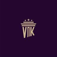 vk första monogram logotyp design för advokatbyrå advokater med pelare vektor bild