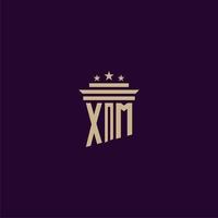 xm första monogram logotyp design för advokatbyrå advokater med pelare vektor bild