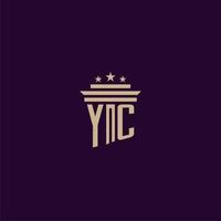 yc anfängliches Monogramm-Logo-Design für Anwaltskanzleianwälte mit Säulenvektorbild vektor