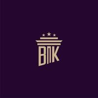 bk anfängliches Monogramm-Logo-Design für Anwaltskanzleianwälte mit Säulenvektorbild vektor