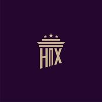 hx första monogram logotyp design för advokatbyrå advokater med pelare vektor bild